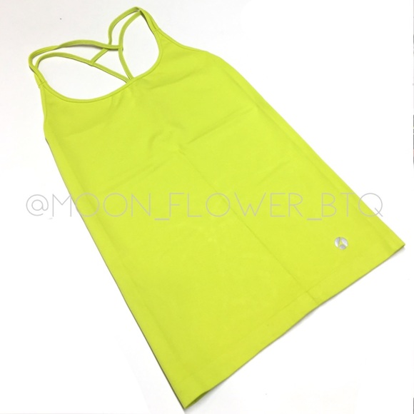 Avocado Neon Yellow Crisscross Back Workout Tank Top – Fitted Activewear - Picture 3 of 10
